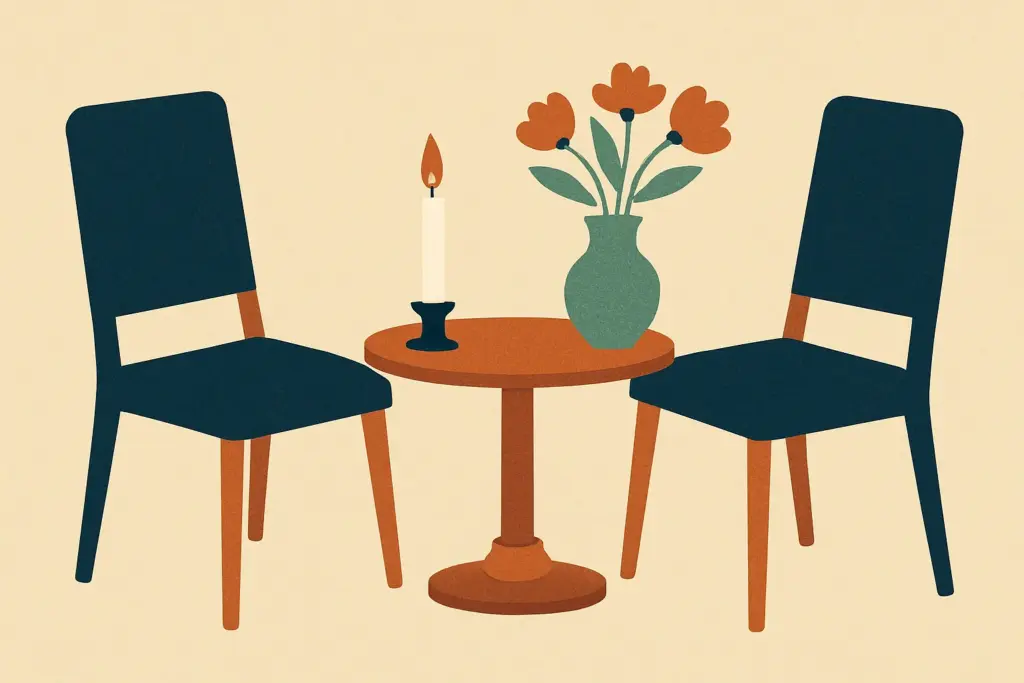 A cozy setting with two empty chairs facing each other, creating an inviting atmosphere for connection.